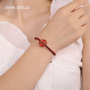 JS中熠珠宝 花色琉璃花珠手工编织绳 大红色时尚简约设计手绳