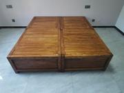 老榆木床纯实木榻榻米床落地式全实木双人床箱体，床榫卯中式储物床