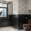 罗尼法式卫生间花砖黑白，防滑地砖厕所浴室瓷砖，厨房墙砖阳台木纹砖