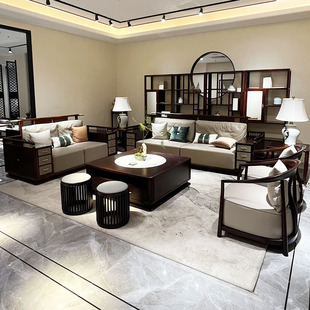 新中式沙发组合现代简约轻奢别墅，大户型客厅，国潮风格高端实木家具