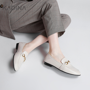 卡迪娜羊皮革女单鞋，轻便简约低跟深口小皮鞋ks230525