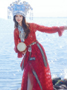 苗疆少女民族风异域风情女装傣族服装红色苗族裙子头饰项圈套装新