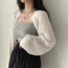 韩国chic夏季法式小众宽松短款针织，开衫女蝙蝠袖防晒披肩外套上衣