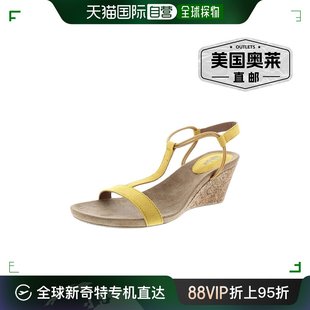 style & co.Mulan 女式人造皮革 T 字带坡跟凉鞋 - 黄色 美国奥