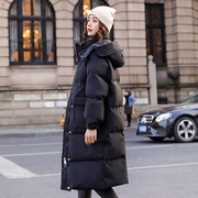 黑色羽绒服女冬季中长款棉服加厚2023外套连帽时尚今年