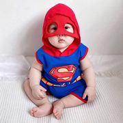 婴幼儿背心套装纯棉卡通漫威超人，美国队长男宝宝，夏季衣服两件套萌