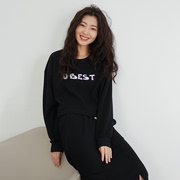 UGIZ 23年冬季韩版女装字母印花百搭圆领高腰短款卫衣UDTG920