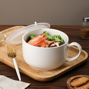 日式创意陶瓷泡面碗学生食堂宿舍带盖大汤碗大号餐具套装可微波炉