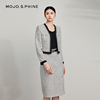mojo优雅黑白粗花呢套装，半身裙2024年轮廓线，设计精致短裙女