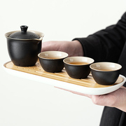 旅行茶具套装快客杯便携式露营户外旅游泡，茶杯一壶三杯茶壶小印制