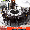 新中式岩板餐桌椅组合家用简约大理石，圆形餐厅大圆，橡木全实木桌子