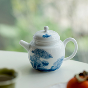 拓土纯手绘满彩荷花陶瓷茶壶，单个家用创意小品壶带过滤功夫泡茶壶