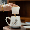 如瓷动人羊脂玉茶杯茶水分离陶瓷杯家用办公室泡茶杯带过滤白瓷杯