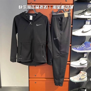 NIKE耐克运动套装男2022健身加绒外套跑步训练保暖夹克DD2125-010