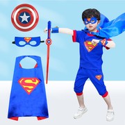 六一节儿童演出服超人衣服夏季短袖童装男童美国队长夏装战衣套装