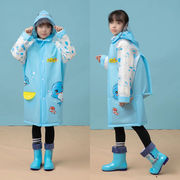 厚创儿童雨衣eva时尚卡通，中小大童长雨披带书包，位豪华款蓝色鲸鱼+