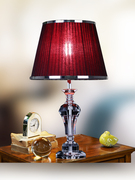 红色温馨卧室水晶台灯结婚房现代简约时尚欧式装饰客厅创意床头灯