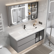 轻奢岩板浴室柜组合现代简约智能卫生间洗手脸盆柜，收纳洗漱台镜柜