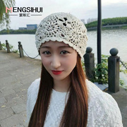 杨丽萍同款帽子公主帽女士夏季民族，风镂空头饰毛线针织网红包头帽