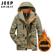 jeepspirit大码棉衣冬装，男加绒加厚冲锋衣宽松冬装，外套hl6632