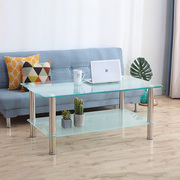 钢化玻璃茶几餐桌两用长方形，家用小户型桌子，客厅现代简约圆角矮桌