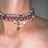 astute粉紫色珍珠钛钢项链，choker辣妹缠绕叠带毛衣链