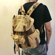 二战旧版包帆布(包帆布)背包真皮，休闲旅行包书包复古背包，男士双肩包伞兵(包伞兵)包