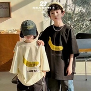 波拉韩国女男孩小中大儿童装，夏青少年初中生街舞亲子短袖t恤上衣