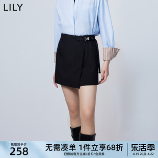 LILY2024春女装别致通勤款时尚休闲通勤高腰A字休闲短裤裙裤