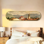 现代轻奢客厅卧室挂画床头，装饰画复古风景壁画横幅单幅墙画美式