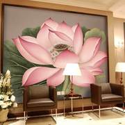 中式花鸟荷花壁纸大型壁画，背景电视影视墙纸，客厅沙发美容院墙纸
