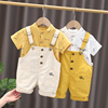 宝宝背带裤套装1一2-3岁0男童，夏装洋气婴幼儿童潮女童短袖两件套4
