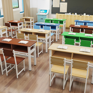 学生课桌双层带抽屉课桌椅单人双人位培训课桌定制书法桌凳子椅子