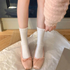 芭蕾风纯欲花边白色短袜子jk白色小腿袜黑色中筒袜少女竖条堆堆袜