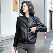 立领时尚PU皮皮衣外套女短款春季2023年韩版小个子洋气皮夹克