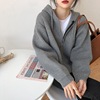 韩版学生宽松外穿慵懒毛衣短款针织衫，气质连帽针织外套女春秋