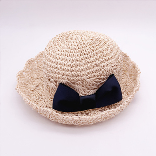外贸婴儿草帽遮阳帽薄款男童女宝宝草帽沙滩帽 夏季儿童防晒帽子
