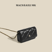 mach&kilimk黑色菱格链条小包包，女小众设计师百搭宠物斜挎包