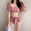 2023温泉泳衣女韩国ins风，性感高腰遮肚显瘦学生分体复古泳装