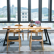 实木铁艺办公桌现代简约简易写字台，长条会议桌子，创意书桌家用桌子