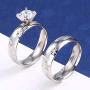 简约花纹钛钢镶钻情侣男女一对戒指 结婚对戒饰品求婚指环LR1207