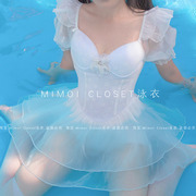 Mimoi Closet 白色公主蓬蓬裙纯欲日系2024ins风连身游泳衣女