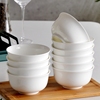 唐山骨瓷碗家用202410只饭碗面碗白瓷碗汤碗白色陶瓷碗餐具