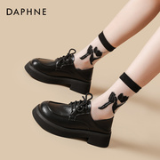 达芙妮daphne~黑色小皮鞋女鞋，2023年秋季乐福，鞋真皮平底单鞋