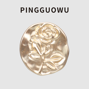 pingguowu法式复古港风设计浮雕玫瑰花纽扣，西服外套扣子毛衫钮扣