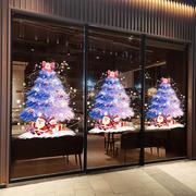 玻璃圣诞树圣诞节装饰品氛围场景布置玻璃门贴纸贴画老人雪花
