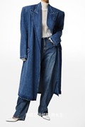PAPERMOON韩国2023秋装女 帅气廓形阔版长款牛仔外套大衣