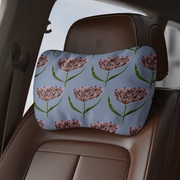 速发松尾植物卡通图案，小众汽车护颈枕靠枕，通用座椅简约办公椅