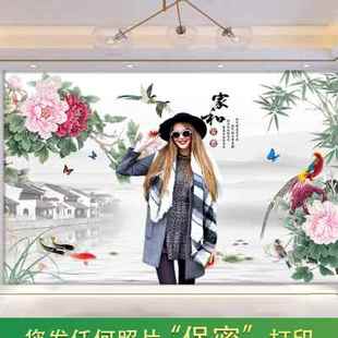 新中式电视背景墙壁纸客厅装饰画书房婚房卧室轻奢318d立体墙壁布