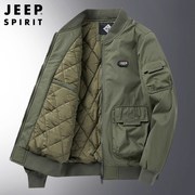 jeep吉普夹棉服外套男士，冬季加厚宽松多口袋飞行夹克工装棒球服潮